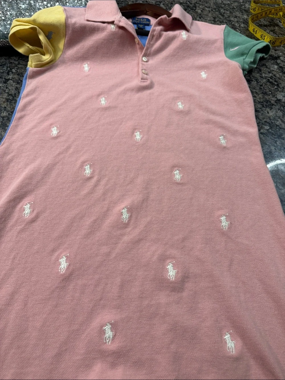 Polo by Ralph Lauren Pink Polo Colorblock dress with cap Sleeves cotton knit